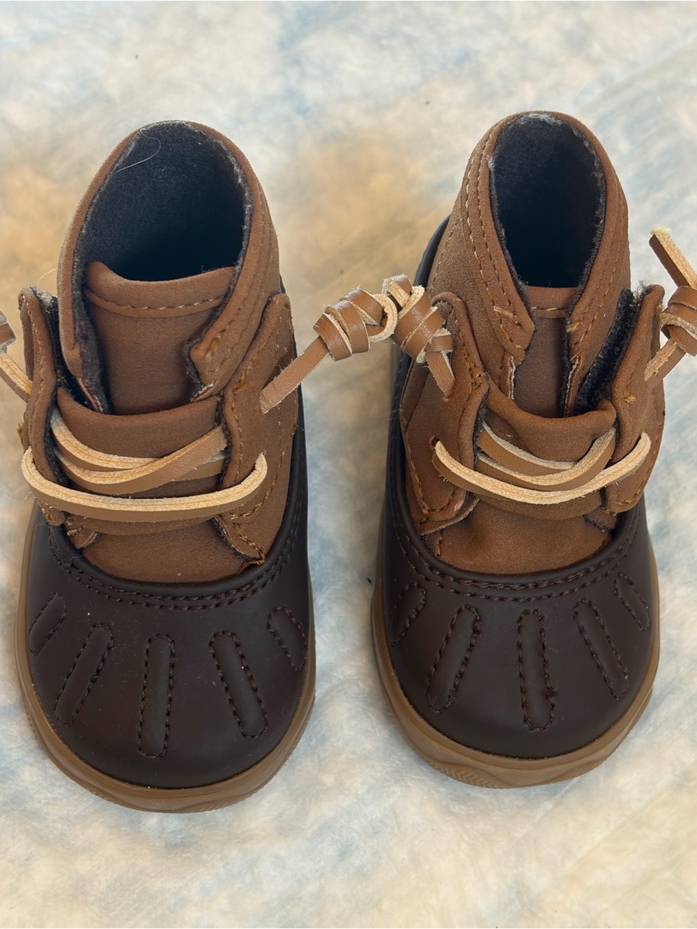 Baby Sperry Brown Leather-Style Lace-Up Boots